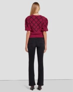 7 For All Mankind Puff Diamond Sweater In Raspberry -7 For All Mankind 7N126F41 RBR 4