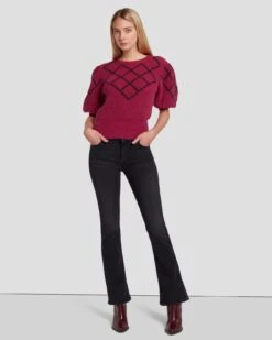 7 For All Mankind Puff Diamond Sweater In Raspberry -7 For All Mankind 7N126F41 RBR 6
