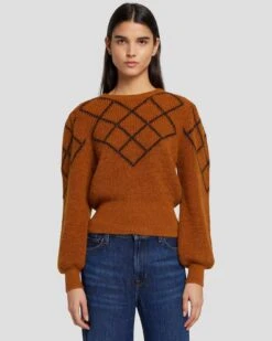 7 For All Mankind Diamond Sweater In Ginger