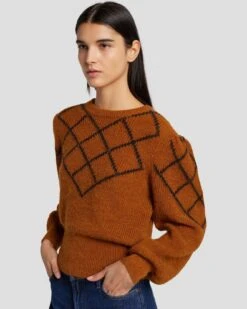 7 For All Mankind Diamond Sweater In Ginger -7 For All Mankind 7N128F41 GIN 3