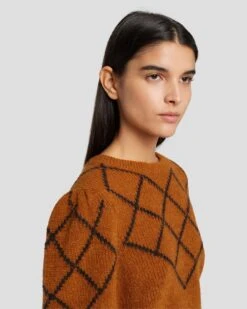 7 For All Mankind Diamond Sweater In Ginger -7 For All Mankind 7N128F41 GIN 6