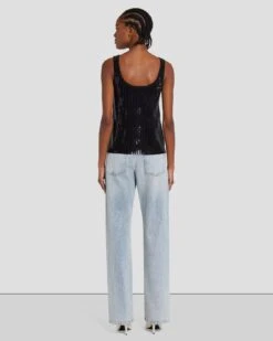 7 For All Mankind Sequin Tank In Black -7 For All Mankind 7N129F44 BLK 4