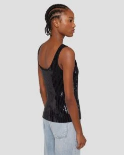 7 For All Mankind Sequin Tank In Black -7 For All Mankind 7N129F44 BLK 6