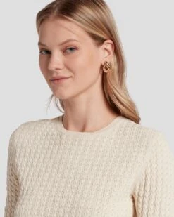 7 For All Mankind Knit Weave Top In Bone 9 7 For All Mankind Knit Weave Top In Bone -7 For All Mankind 7N132D35 BON 2