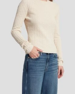 7 For All Mankind Knit Weave Top In Bone 12 7 For All Mankind Knit Weave Top In Bone -7 For All Mankind 7N132D35 BON 5