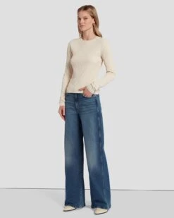 7 For All Mankind Knit Weave Top In Bone 13 7 For All Mankind Knit Weave Top In Bone -7 For All Mankind 7N132D35 BON 6