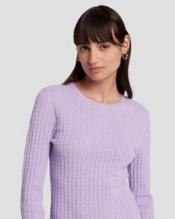 7 For All Mankind Knit Weave Top In Lavender -7 For All Mankind 7N132D35 LAV 3
