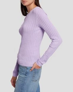7 For All Mankind Knit Weave Top In Lavender -7 For All Mankind 7N132D35 LAV 5