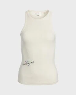 7 For All Mankind ALL KINDS Racerback Tank In Ivory