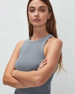 7 For All Mankind Racerback Tank In Soft Slate -7 For All Mankind 7N278C59 SSL 03