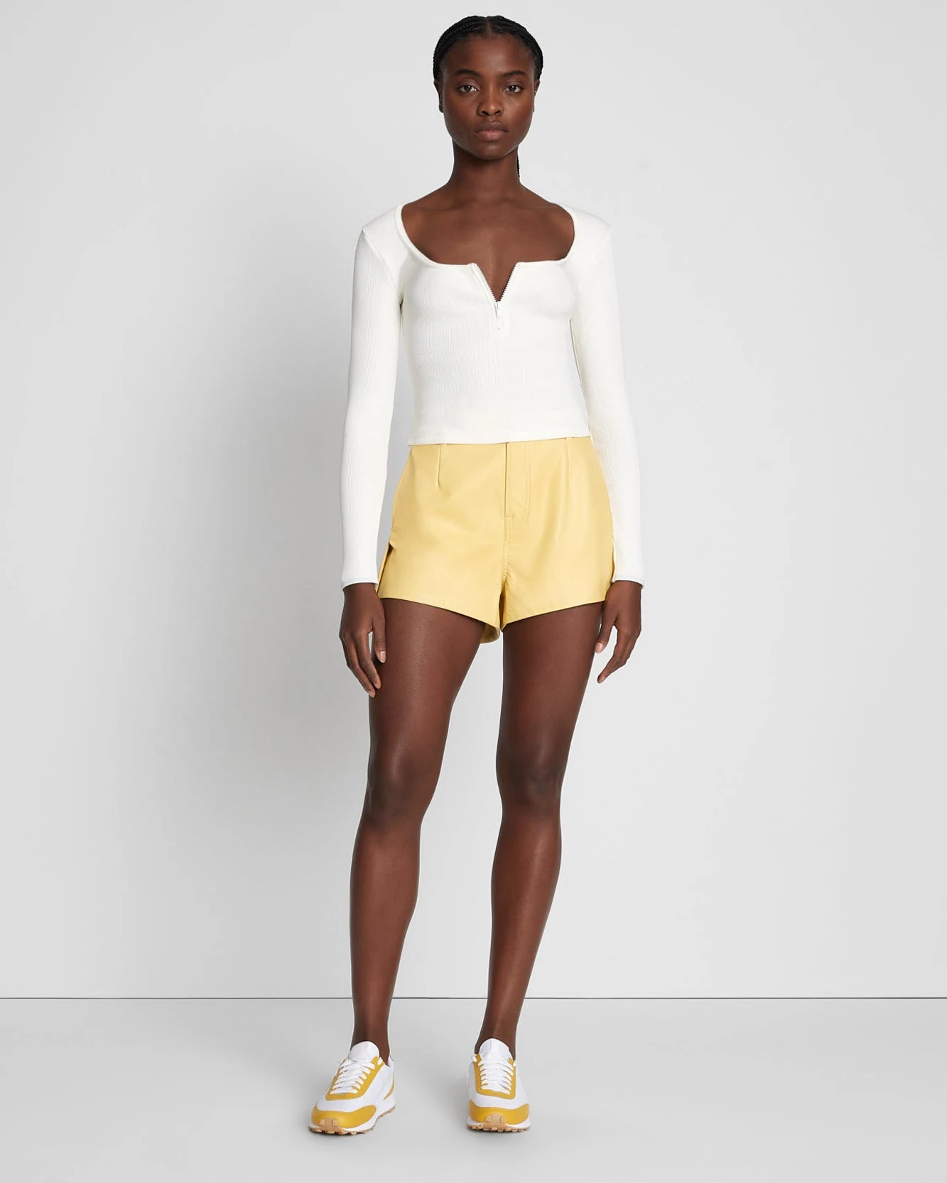 7 For All Mankind Quarter Zip Ribbed Top In Antique White 4 7 For All Mankind Quarter Zip Ribbed Top In Antique White - Image 2