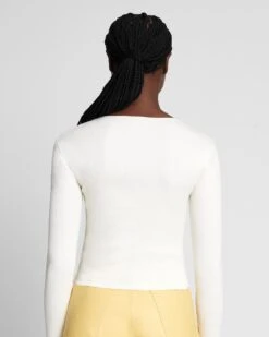 7 For All Mankind Quarter Zip Ribbed Top In Antique White 9 7 For All Mankind Quarter Zip Ribbed Top In Antique White -7 For All Mankind 7N331F08 ANW 4