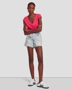 7 For All Mankind Easy V-Neck In Geranium -7 For All Mankind 7N335I09 GER 0916 M