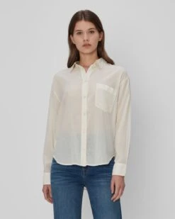 7 For All Mankind Eyelet Classic Shirt In Ivory