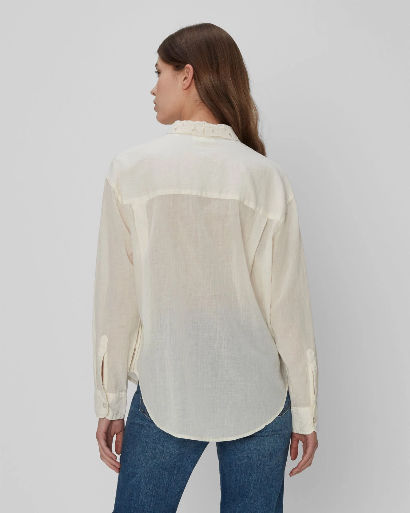 7 For All Mankind Eyelet Classic Shirt In Ivory 6 7 For All Mankind Eyelet Classic Shirt In Ivory - Image 4