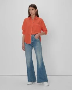 7 For All Mankind Eyelet Classic Shirt In Tigerlily -7 For All Mankind 7N537C51 TYL 04