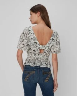 7 For All Mankind Peasant Top In Green Toile -7 For All Mankind 7N539D50 TOI 02