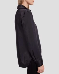 7 For All Mankind Embellished Satin Button-Up Shirt In Black -7 For All Mankind 7N545F63 BLK 5