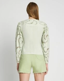 7 For All Mankind Balloon Sleeve Eyelet Top In Seafoam -7 For All Mankind 7N564F07 SFM 4