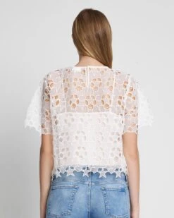 7 For All Mankind Star Lace Cropped Tee In Antique White 9 7 For All Mankind Star Lace Cropped Tee In Antique White -7 For All Mankind 7N566F11 ANW 4