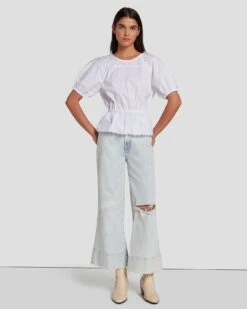 7 For All Mankind Eyelet Top In Bright White -7 For All Mankind 7N569F36 BRW 6