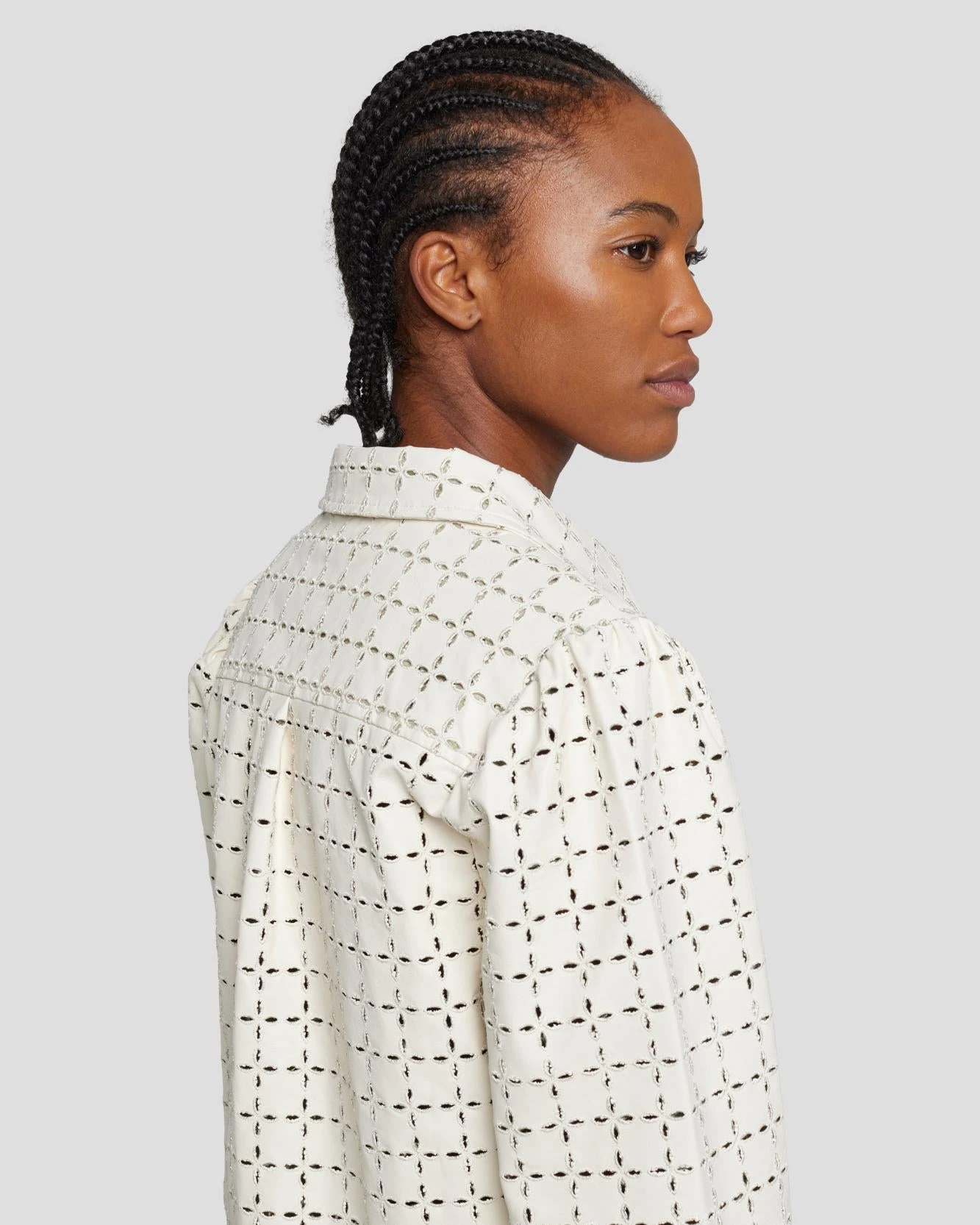 7 For All Mankind Faux Leather Eyelet Classic Shirt In Cream 7 7 For All Mankind Faux Leather Eyelet Classic Shirt In Cream - Image 5