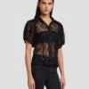 7 For All Mankind Lace Puff Sheer Blouse In Black -7 For All Mankind 7N573D67 BLK 1