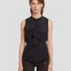 7 For All Mankind Silk Sleeveless Ruffle Blouse In Black -7 For All Mankind 7N575F49 BLK 1
