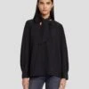 7 For All Mankind Silk Tie Neck Blouse In Black -7 For All Mankind 7N576F49 BLK 1