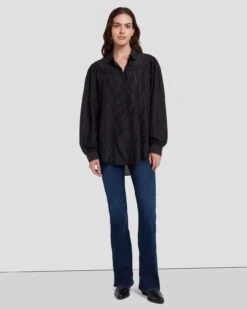 7 For All Mankind Prairie Blouse In Black -7 For All Mankind 7N577F56 BLK 6