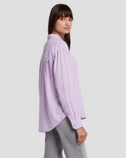 7 For All Mankind Classic Button Up Shirt In Lavender -7 For All Mankind 7N582C51 LAV 4