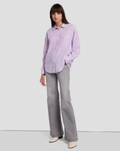 7 For All Mankind Classic Button Up Shirt In Lavender -7 For All Mankind 7N582C51 LAV 5