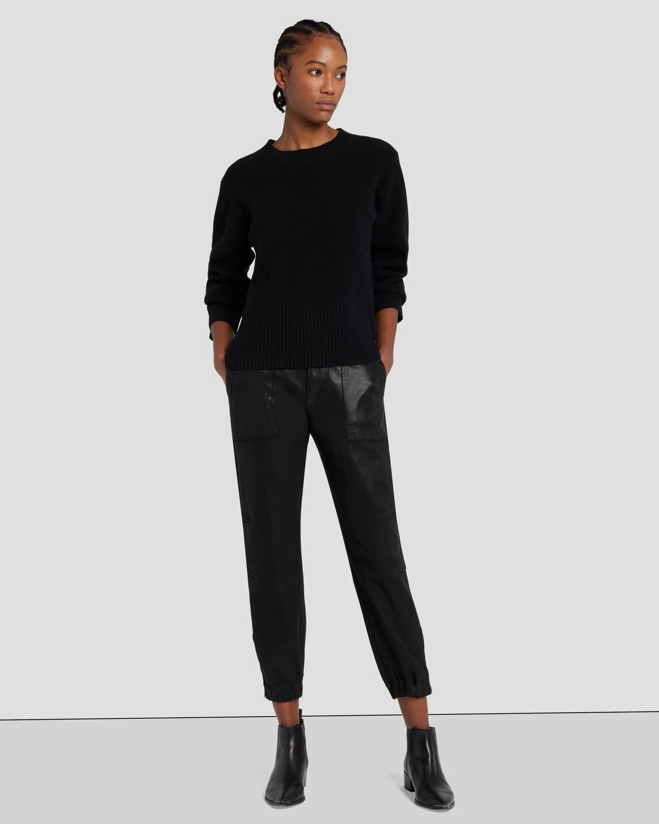 7 For All Mankind Darted Boyfriend Jogger In Coated Black 3 7 For All Mankind Darted Boyfriend Jogger In Coated Black