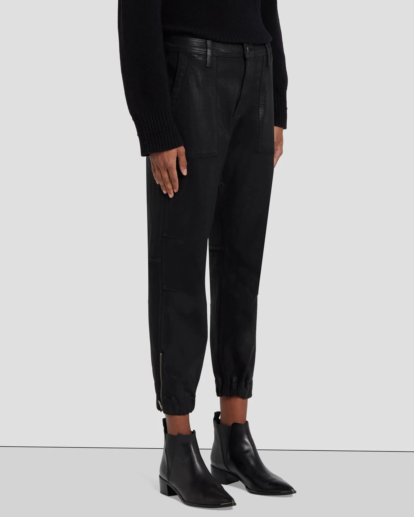 7 For All Mankind Darted Boyfriend Jogger In Coated Black 4 7 For All Mankind Darted Boyfriend Jogger In Coated Black - Image 2
