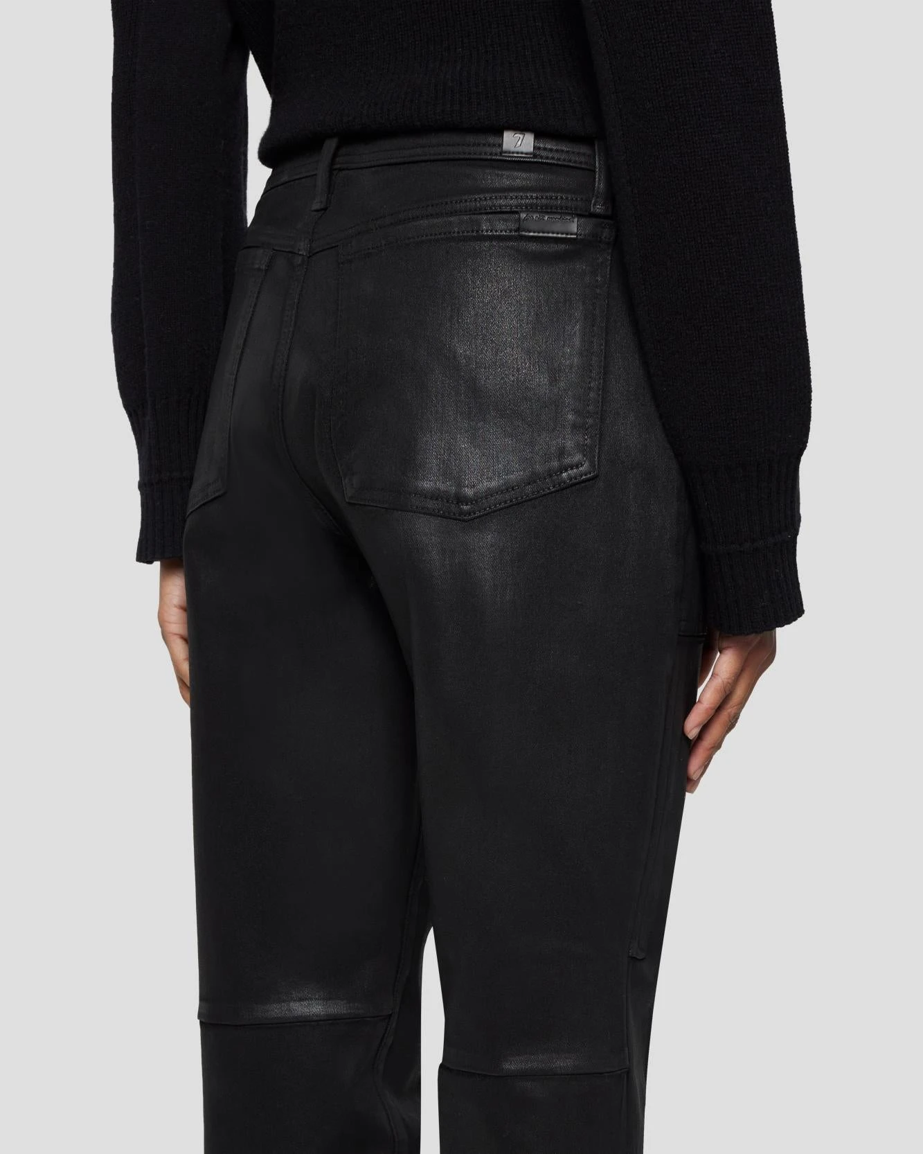 7 For All Mankind Darted Boyfriend Jogger In Coated Black 7 7 For All Mankind Darted Boyfriend Jogger In Coated Black - Image 5
