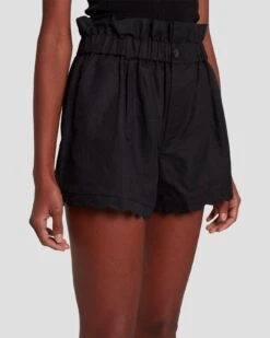 7 For All Mankind Paperbag Linen Short In Black -7 For All Mankind 7N817F31 BLK 3
