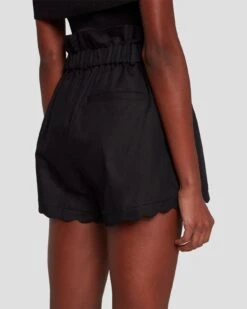 7 For All Mankind Paperbag Linen Short In Black -7 For All Mankind 7N817F31 BLK 5