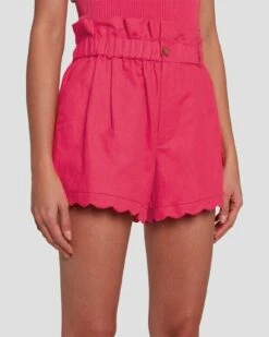 7 For All Mankind Paperbag Linen Short In Geranium -7 For All Mankind 7N817F31 GER 1148 D1