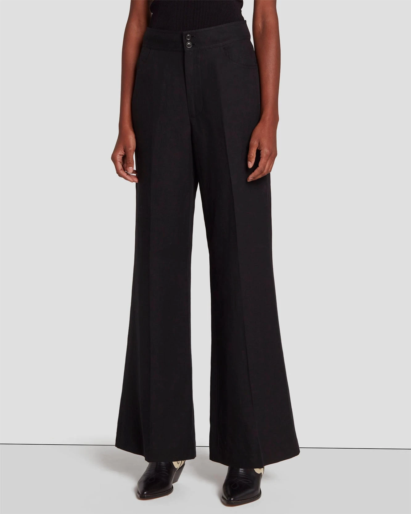 7 For All Mankind Modern Dojo Linen Trouser In Black 5 7 For All Mankind Modern Dojo Linen Trouser In Black - Image 3