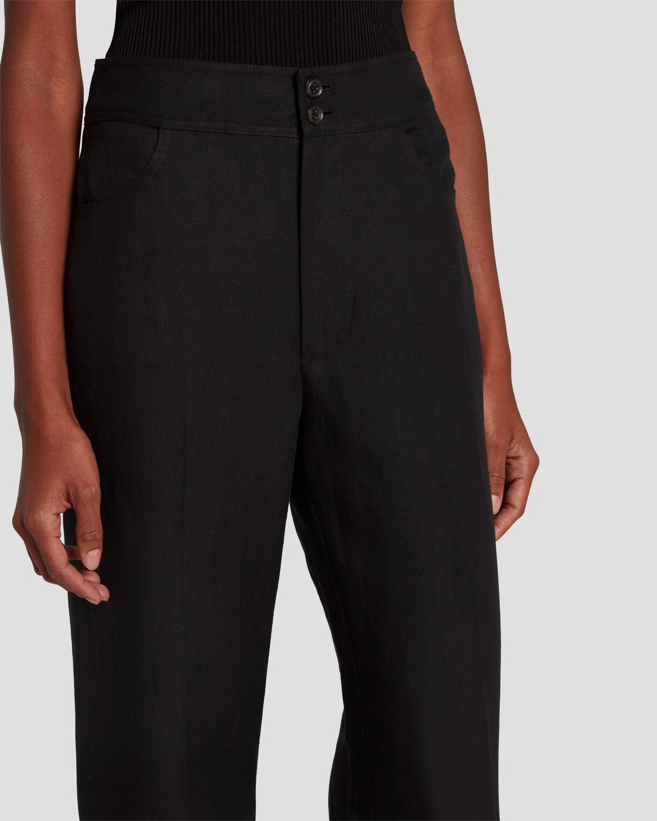 7 For All Mankind Modern Dojo Linen Trouser In Black 7 7 For All Mankind Modern Dojo Linen Trouser In Black - Image 5