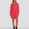7 For All Mankind Scalloped Shirt Dress In Geranium