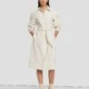 7 For All Mankind Faux Leather Belted Shirt Dress In Cream
