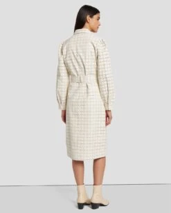 7 For All Mankind Faux Leather Belted Shirt Dress In Cream -7 For All Mankind 7N822F06 CRM 4