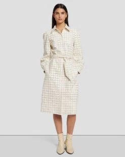 7 For All Mankind Faux Leather Belted Shirt Dress In Cream -7 For All Mankind 7N822F06 CRM 6