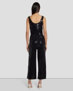7 For All Mankind Sequin Wide Leg Knit Jumpsuit In Black -7 For All Mankind 7N830F44 BLK 4
