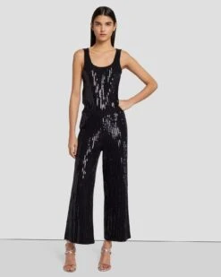 7 For All Mankind Sequin Wide Leg Knit Jumpsuit In Black -7 For All Mankind 7N830F44 BLK 6