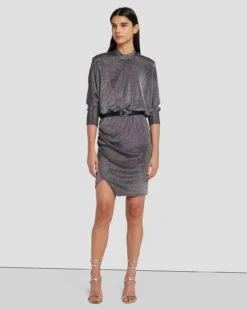 7 For All Mankind Party Dress In Gunmetal -7 For All Mankind 7N831F40 GNM 6