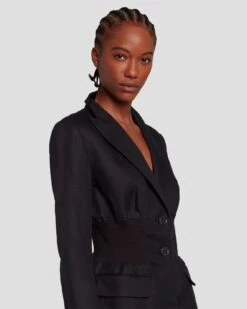 7 For All Mankind Cinched Waist Linen Blazer In Black 10 7 For All Mankind Cinched Waist Linen Blazer In Black -7 For All Mankind 7N945F31 BLK 3