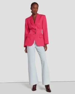 7 For All Mankind Cinched Waist Linen Blazer In Geranium -7 For All Mankind 7N945F31 GER 0564 FI