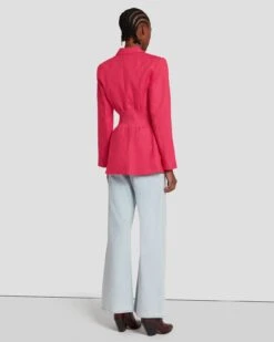 7 For All Mankind Cinched Waist Linen Blazer In Geranium -7 For All Mankind 7N945F31 GER 0618 B